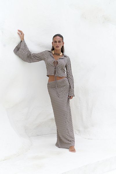 MAİ COLLECTİON Rania Mink Shirt Skirt Set