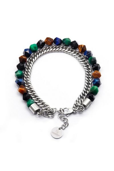 GT Collection GT Collection, Men's Faceted Bracelet with Mix TIGER EYE Energy Stones, One Size, Adjustable Closure