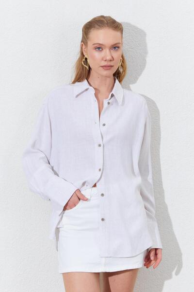 TENA Women's Natural Oversize Linen Shirt