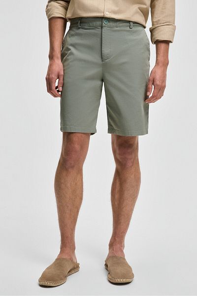 GRIMELANGE Teemo men's zipper with side pockets Stretch Fabric Slim Fit light khaki shorts