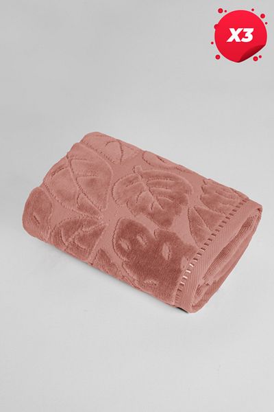 Stylish Home X3 - YAPRAK VELVET TOWEL - 70 x 140-CREAMIT