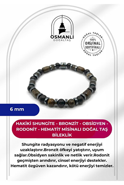 OSMANLI DOĞAL TAŞ Sertifikalı Hakiki Shungite - Bronzit - Obsidyen - Rodonit ...