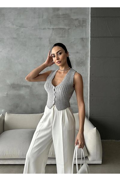 4S WOMEN 4S Women's Striped Knitwear Vest
