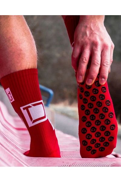 ÖZKAHRA TEKSTİL Red Non-Slip Sole Football Socks