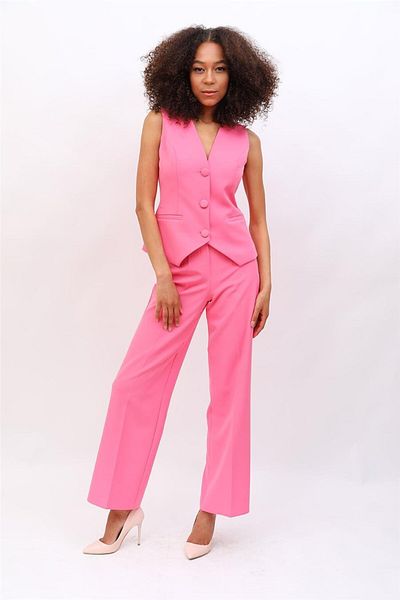 ÖNDER ÖZSOY Classic Vest & Wide Leg Pants Set-Pink