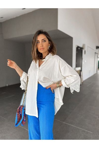 BEBE PLUS Cămașă oversize de damă cu detaliu scoici pe spate