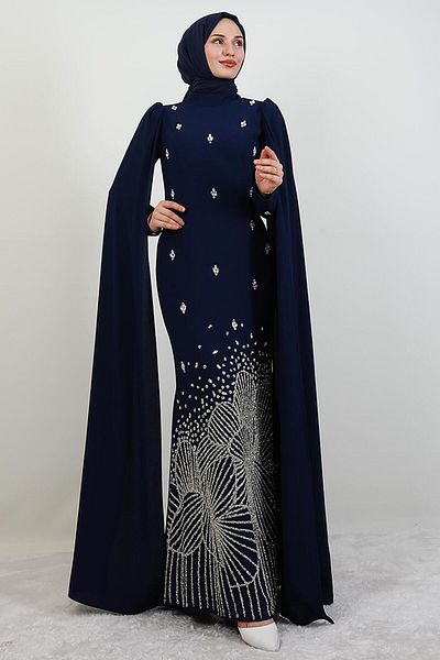 GİYZAMİLA Βραδινό φόρεμα Zeynep Stone Navy Blue