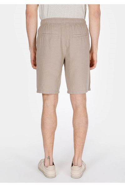 Colin's Regular Fit Mid Waist Plain Men's Linen Blended Beige Shorts