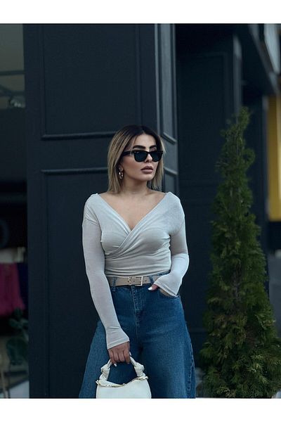 QİMYA BUTİK Neşem Women's Asymmetrical Shoulder Detailed Double Breasted Blouse