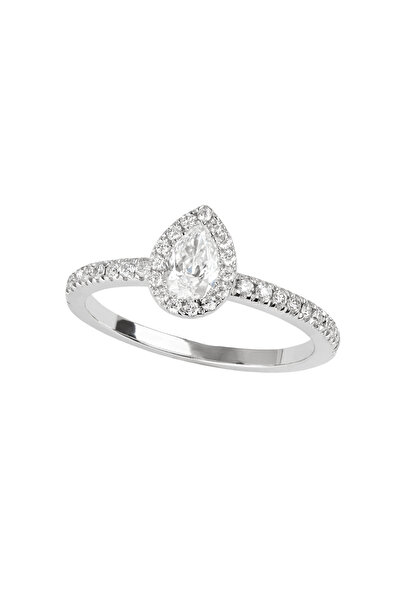 Abgar Özasi Mücevherat 1,00 ct (D/SI2) Damla Kesim Kenar Taşlı Pırlanta Tekta...