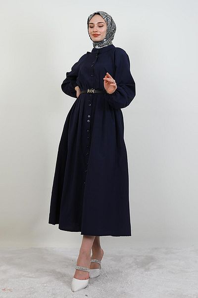 GİYZAMİLA Φόρεμα με κουμπιά σε όλο το μήκος Navy Blue