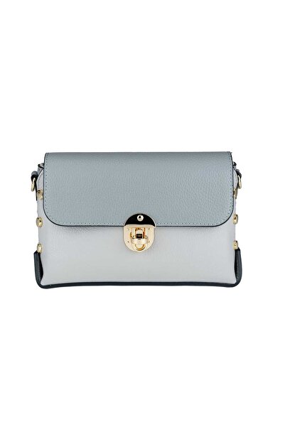 TORO NERO Γυναικεία Τσάντα από φυσικό Δερμάτινο, σκούρο γκρι-ανοιχτό γκρι ροζ