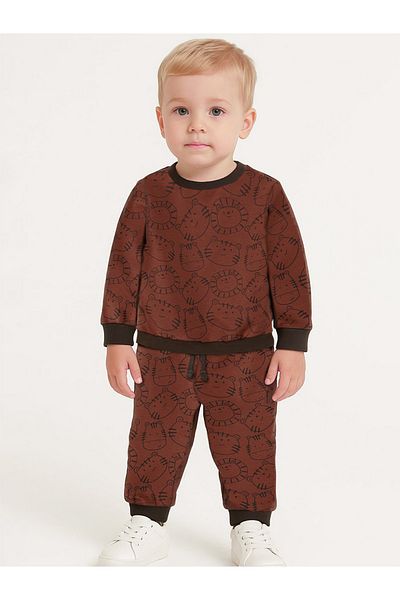 Denokids Σετ αθλητικές φόρμες Animals Baby Boy καφέ
