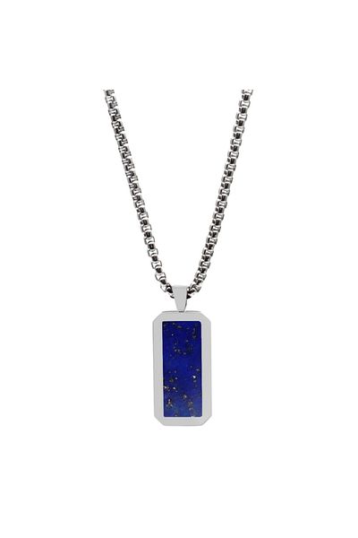 GT Collection Pánsky strieborný náhrdelník s obdĺžnikovým príveskom z lapis lazuli a energetických kameňov, univerzálna veľkosť