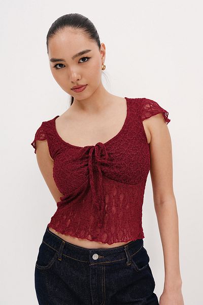 Addax Gathered Lace Blouse B17260-B1