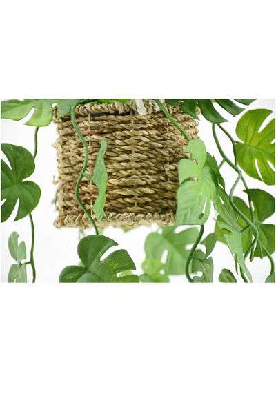 DRAMA HOME Artificial Hanging Plants in a Handmade Vegetable Fiber Pot, 2 Pieces