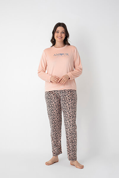 DOFİ Women's Leopard Patterned Super Soft Pajama Set