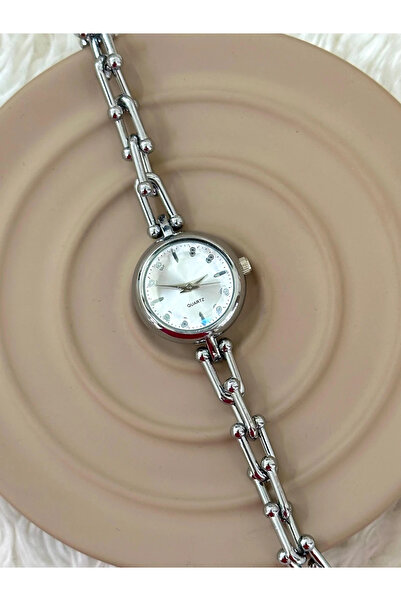 STAİNLES ساعة كوارتز موديل أنيق وبسيط للنساء طول الساعة 20 سم
