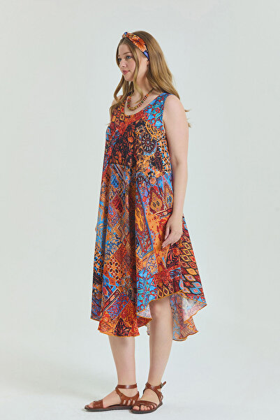 Los banditos Boat Neck Sleeveless Plus Size Dress