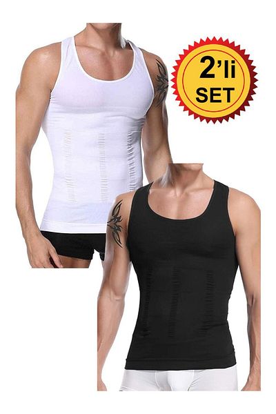 MYS GRUP TEKSTİL 2'Limen's Body Shaper Belly Tightener Slimming Firming Breathable Tank Top Corset