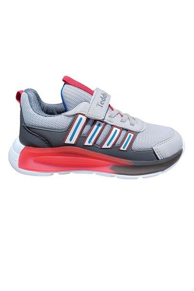 BYŞ Moda Lightweight Comfortable Insole Orthopedic Supported Daily Children's Sports Shoes Sneaker Gray Red