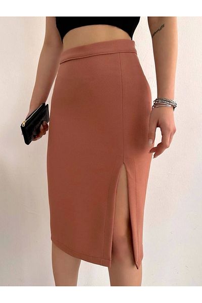 KAZAX Long Midi Length Slit Skirt Salmon S24907