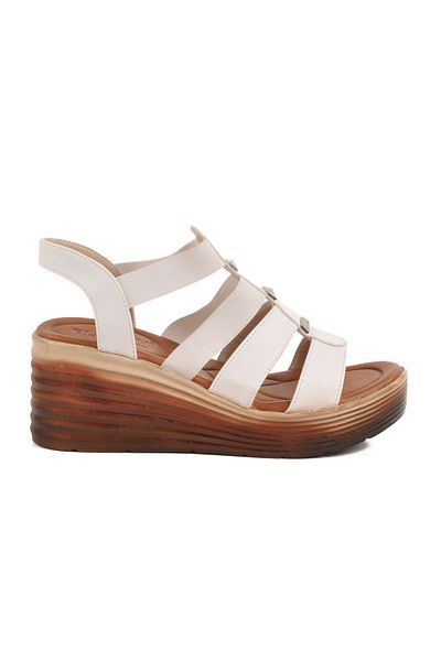 AYAKMOD White Velcro Heeled Women's Sandals T-001 Z