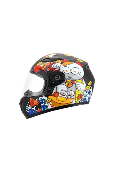 Sway SW 815K CAT White Yellow Full Face Çocuk Kaskı