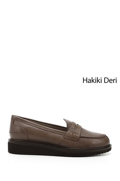 GÖNDERİ(R) Women's Mink Antique Wedge Sole Genuine Leather Loafer Shoes