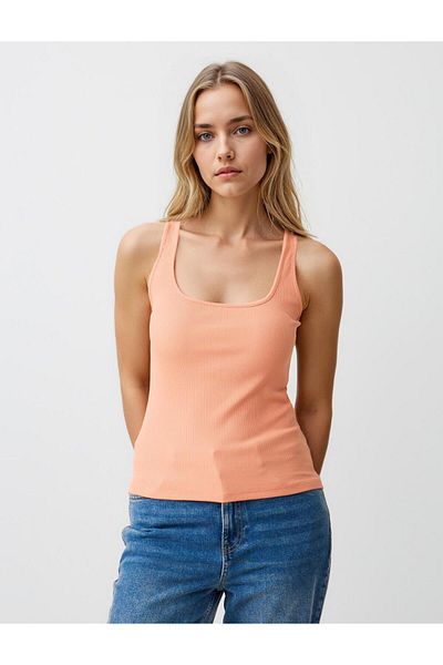 Jimmy Key Tricou subțire portocaliu deschis cu decolteu în U