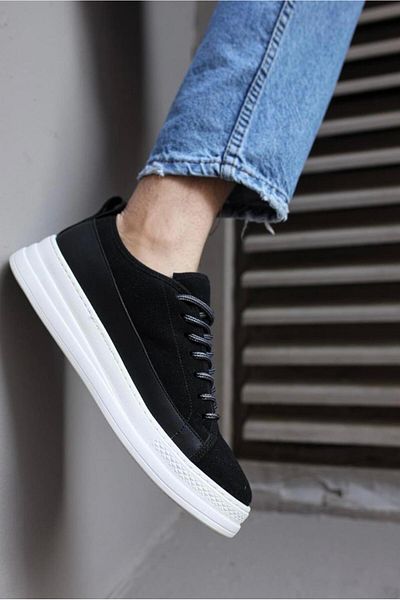 Byshoes Knack Sneakers Shoes 010 Black Suede (White Sole)