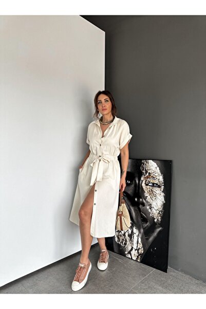 QİMYA BUTİK EXOTIC ASORTIC Women's Short Sleeve Elastic Waist Full Button Shi...