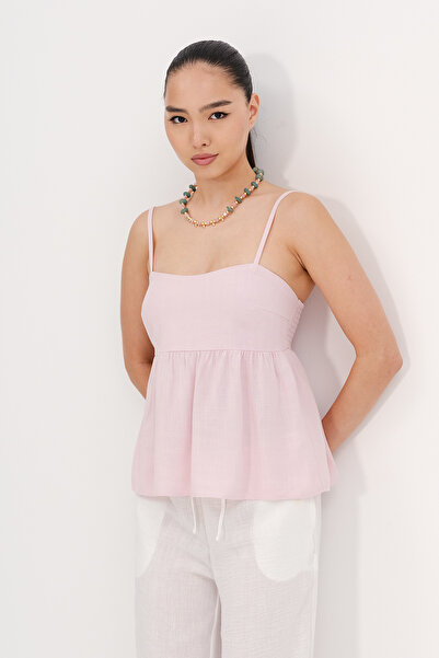 Addax Linen Blended Thread Strap Tank Top A17133-H11