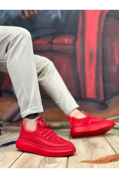 Byshoes Ba0375 Special Knitted Knitwear Style Red Color Sports Shoes