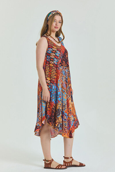 Los banditos Boat Neck Sleeveless Plus Size Dress