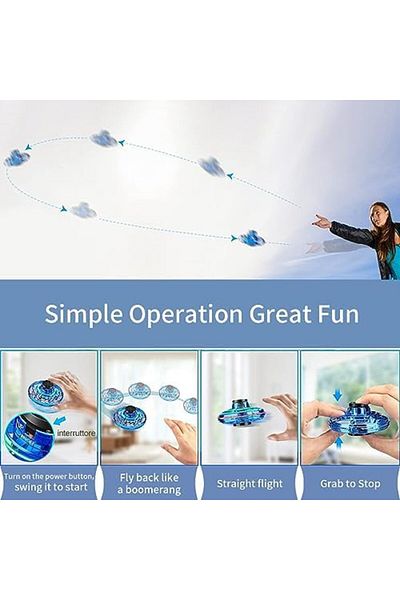 Flying Mini Drone Flying Spinner, Mini Drone Infinity UFO for Kids Adults, Flying Boomerang Orb Toy