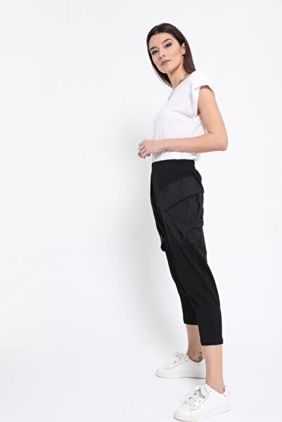 BEBE PLUS Kadın Paraşüt Cepli Paçası Pensli Pantolon