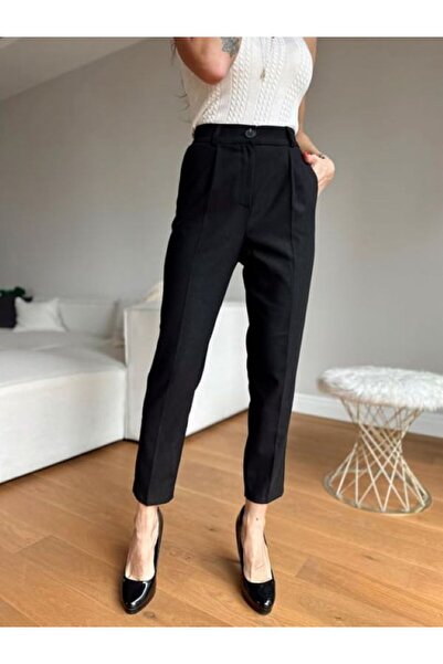 4S WOMEN 4s Kadın Beli Lastikli Cepli Havuç Flanel Pantolon