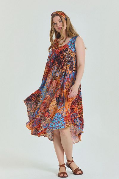 Los banditos Boat Neck Sleeveless Plus Size Dress