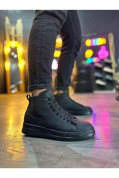 Byshoes Knack High Sole Shoes C-030 Black (Black Sole)