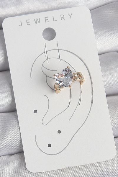 Clariss Brass Gold Color Zircon Stone Heart Model Women's Cartilage Earrings