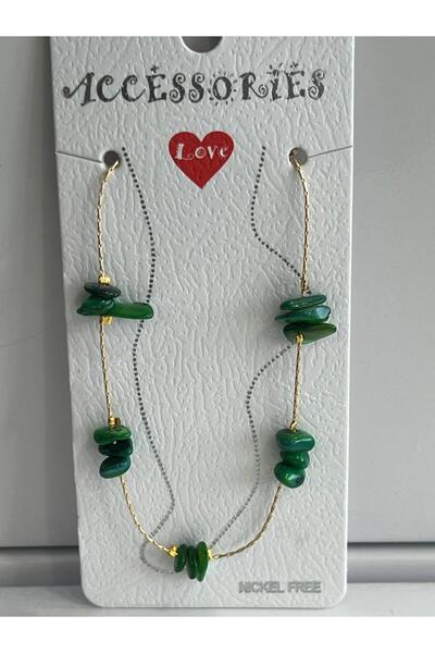 Meri Anklets with Green Natural Stone