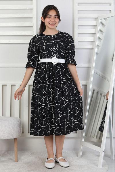 ARBİ kids Rochie de vară cu curea din țesătură înfășurată cu model pentru fete Eid