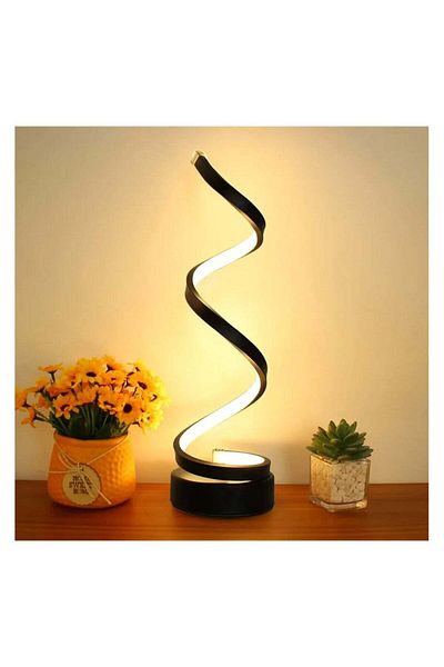 Generic مصباح طاولة LED بتصميم حلزوني أسود