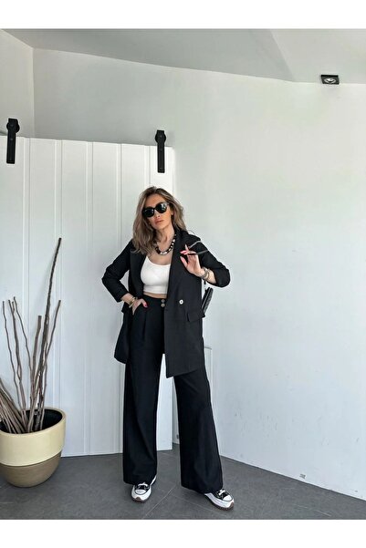 EGZOTİK ASORTİK Γυναικείο λινό σετ με διπλό στήθος με τσέπες με πτερύγιο και ...