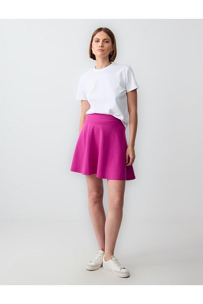 Jimmy Key Pink Relaxed Cut Regular Waist Mini Knitted Skirt