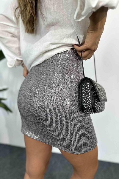 BEBE PLUS Women's Elastic Waist Sequined Mini Skirt