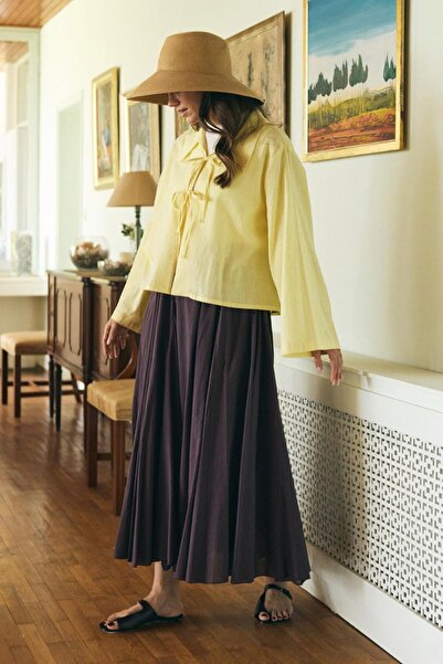 KADRİYE BAŞTÜRK Fusta Tali Voile Fragmented Prune