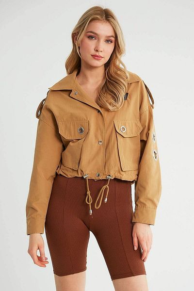 Robin Women's Oversize Coat with Large Eyelets on the Sleeves