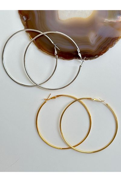 YOUES JEWELRY Gold Colored Women's Hoop Earrings